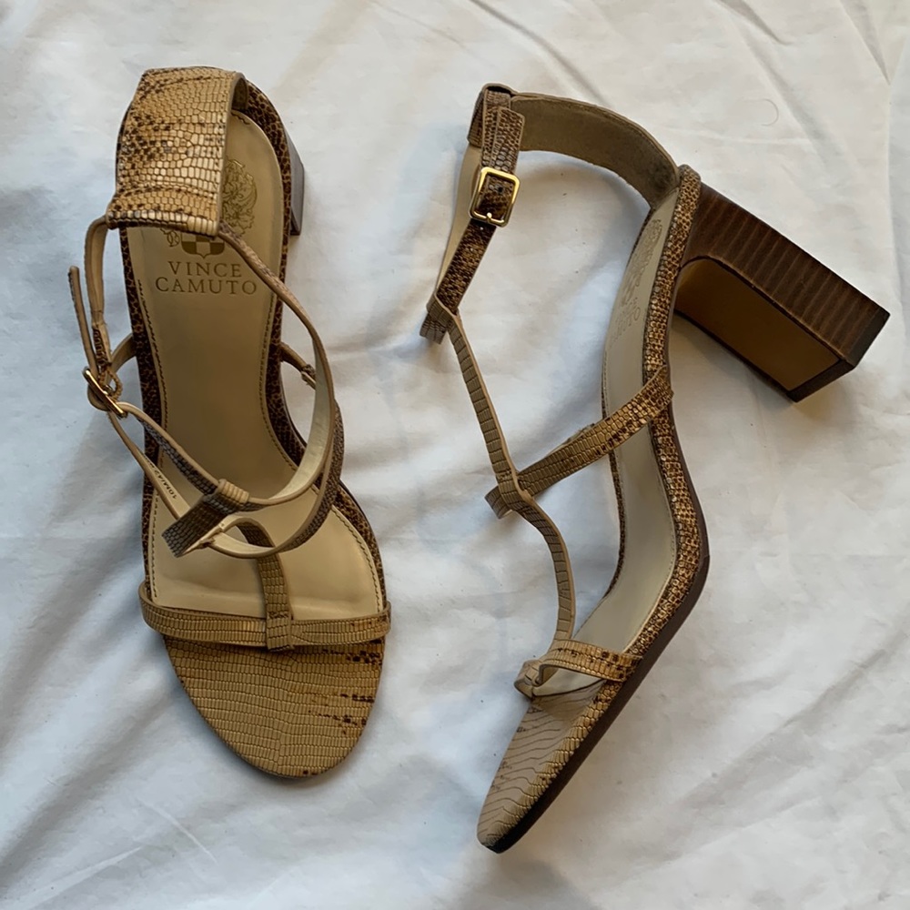 Vince Camuto Balindah Brown T-strap Sandals Shoes Size 10